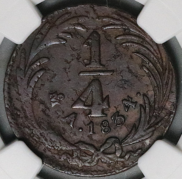 1834-Mo NGC XF 40 1/4 Real Mexico State Quart Quartilla Reales Coin (25022302C)