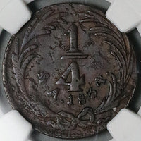 1834-Mo NGC XF 40 1/4 Real Mexico State Quart Quartilla Reales Coin (25022302C)