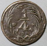 1835-Mo Mexico 1/4 Real Un Quarto Quartilla Eagle VF Copper Coin (26061402R)