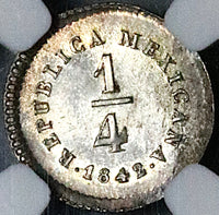 1842-Mo NGC MS 63 Mexico 1/4 Real Silver Liberty Head Mint State Coin (24051703C)