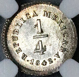 1842-Mo NGC MS 63 Mexico 1/4 Real Silver Liberty Head Mint State Coin (24051703C)