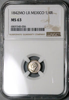 1842-Mo NGC MS 63 Mexico 1/4 Real Silver Liberty Head Mint State Coin (24051703C)