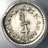 1843-Do PCGS XF 1/4 Real Durango Mint Rare Quarto Silver Coin (25060601C)