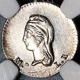 1863-Mo NGC MS 64 Mexico 1/4 Real Silver Liberty Head Coin POP 6/0 (26070302C)
