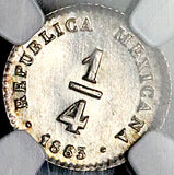 1863-Mo NGC MS 64 Mexico 1/4 Real Silver Liberty Head Coin POP 6/0 (26070302C)