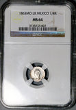 1863-Mo NGC MS 64 Mexico 1/4 Real Silver Liberty Head Coin POP 6/0 (26070302C)