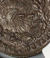 1867 NGC AU 55 Mexico 1/4 Real San Luis Potosi Overstruck 1863 One Centavo Coin POP 1/0 (16052302D)