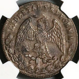 1867 NGC AU 55 Mexico 1/4 Real San Luis Potosi Overstruck 1863 One Centavo Coin POP 1/0 (16052302D)