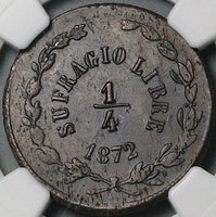 1872 NGC AU 58 Durango 1/4 Real Mexico State Quarto Quartilla Coin (25022303C)