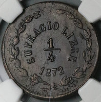 1872 NGC AU 58 Durango 1/4 Real Mexico State Quarto Quartilla Coin (25022303C)
