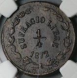 1872 NGC AU 58 Durango 1/4 Real Mexico State Quarto Quartilla Coin (25022303C)