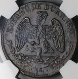 1872 NGC AU 58 Durango 1/4 Real Mexico State Quarto Quartilla Coin (25022303C)