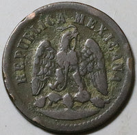 1889-Ga/Mo Mexico 1 Un Centavo Rare Guadalajara Mint VF Copper Coin (25081801R)