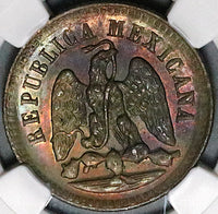 1889-Mo NGC MS 64 BN Mexico 1 Centavo Eagle Snake Copper Coin (23090403C)