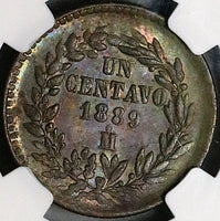 1889-Mo NGC MS 64 BN Mexico 1 Centavo Eagle Snake Copper Coin (23090403C)