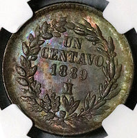 1889-Mo NGC MS 64 BN Mexico 1 Centavo Eagle Snake Copper Coin (23090403C)