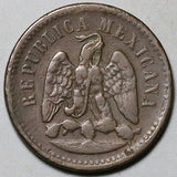 1891-Pi Mexico 1 Centavo VF Durango Rare Last Year Copper Coin (26061004R)