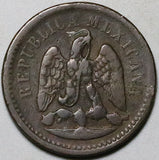 1891-Pi Mexico 1 Centavo VF Durango Rare Last Year Copper Coin (26061005R)