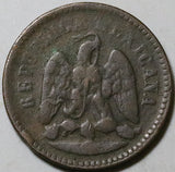 1890-Ga Mexico  1 Un Centavo Rare Guadalajara Mint VF Copper Coin (25082101R)