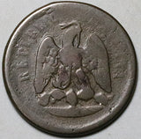 1891-Do Mexico 1 Centavo Fine Durango Rare Last Year Copper Coin (26061003R)