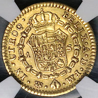1787-Mo NGC AU 53 Mexico Gold 1 Escudo Charles III Spain Colonial Coin (24081303C)