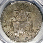 1871-Do PCGS AU 50 Mexico 1  Peso Durango Mint Scarce Silver Coin POP 2/5 (25051301D)