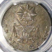 1871-Do PCGS AU 50 Mexico 1  Peso Durango Mint Scarce Silver Coin POP 2/5 (25051301D)
