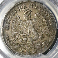 1871-Do PCGS AU 50 Mexico 1  Peso Durango Mint Scarce Silver Coin POP 2/5 (25051301D)