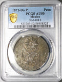 1871-Do PCGS AU 50 Mexico 1  Peso Durango Mint Scarce Silver Coin POP 2/5 (25051301D)