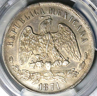 1871-Oa PCGS AU Mexico 1 Peso Oaxaca Mint Large A Silver Coin (25081603C)