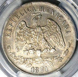 1871-Oa PCGS AU Mexico 1 Peso Oaxaca Mint Large A Silver Coin (25081603C)