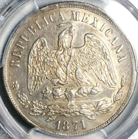 1871-Oa PCGS AU Mexico 1 Peso Oaxaca Mint Large A Silver Coin (25081603C)