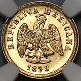 1898-Cn NGC MS 64 Mexico Gold 1 Peso Culiacan Mint State Coin (23120301C)