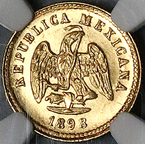 1898-Cn NGC MS 64 Mexico Gold 1 Peso Culiacan Mint State Coin (23120301C)