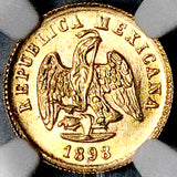 1898-Go NGC MS 65 Mexico Gold 1 Peso Guanajuato Mint GEM Coin (26030701D)