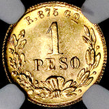1898-Go NGC MS 65 Mexico Gold 1 Peso Guanajuato Mint GEM Coin (26030701D)