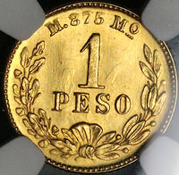 1899-Mo NGC MS 66 Mexico Gold 1 Peso Mint State Coin POP 8/2 (23012301D)
