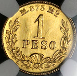 1899-Mo NGC MS 66 Mexico Gold 1 Peso Mint State Coin POP 8/2 (23012301D)