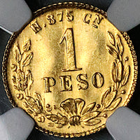 1904-Cn NGC MS 64 Mexico Gold 1 Peso Culiacan Mint State Coin (24030101C)