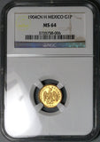 1904-Cn NGC MS 64 Mexico Gold 1 Peso Culiacan Mint State Coin (24030101C)