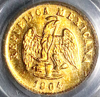 1904-Cn/Mo NGC MS 64 Mexico Gold 1 Peso Culiacan Over Mint Mark Coin POP 2/0 (24120802C)