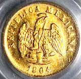 1904-Cn/Mo NGC MS 64 Mexico Gold 1 Peso Culiacan Over Mint Mark Coin POP 2/0 (24120802C)