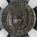 1743/2 NGC AU 53 Mexico 1 Real Philip V Colonial Spain Rare Overdate Silver Coin POP 1/1 (24121001D)