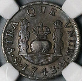 1743/2 NGC AU 53 Mexico 1 Real Philip V Colonial Spain Rare Overdate Silver Coin POP 1/1 (24121001D)