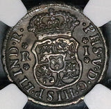1743/2 NGC AU 53 Mexico 1 Real Philip V Colonial Spain Rare Overdate Silver Coin POP 1/1 (24121001D)