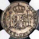 1800 NGC AU 55 Mexico 1 Real Charles IV Pillars Spain Colonial Silver Coin (25012101C)