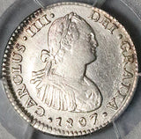 1807/6 PCGS AU Mexico 1 Real Charles IIII Colonial Spain Silver Coin (23062502C)