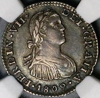 1809 NGC AU 55 Mexico 1 Real, Ferdinand VII Spain Colony Silver Con (24091903C)