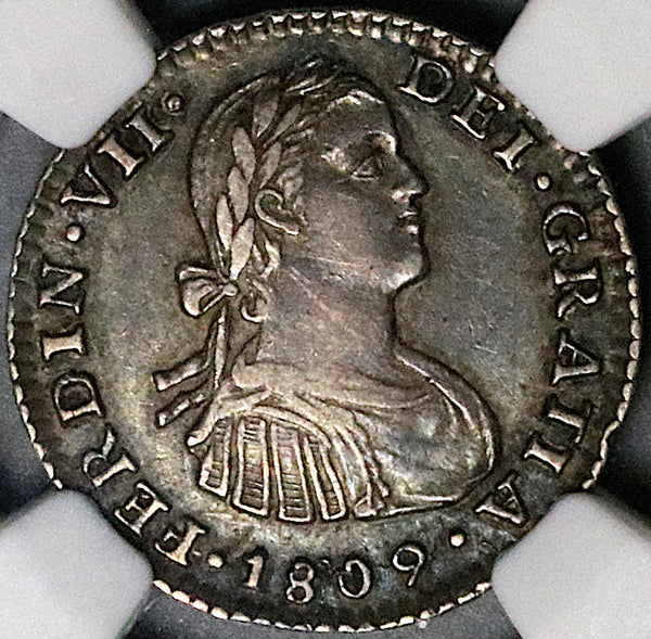 1809 NGC AU 55 Mexico 1 Real, Ferdinand VII Spain Colony Silver Con (24091903C)