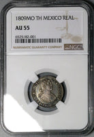 1809 NGC AU 55 Mexico 1 Real, Ferdinand VII Spain Colony Silver Con (24091903C)